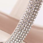 Sandália Salto Médio Feminina Salto Médio Bloco Grosso Tiras Com Strass Off-White