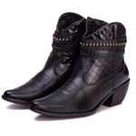 Bota Coturno Texana Feminina Em Couro Legitimo Preto