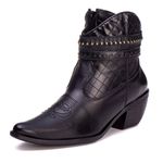 Bota Coturno Texana Feminina Em Couro Legitimo Preto