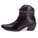 Bota Coturno Texana Feminina Em Couro Legitimo Preto