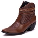 Bota Coturno Texana Feminina Em Couro Legitimo Mouro