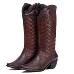 Bota Texana Feminina Em Couro Legitimo Café