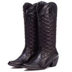 Bota Texana Feminina Em Couro Legitimo Preto