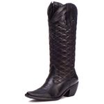 Bota Texana Feminina Em Couro Legitimo Preto