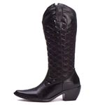 Bota Texana Feminina Em Couro Legitimo Preto