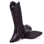 Bota Texana Feminina Em Couro Legitimo Preto