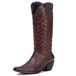 Bota Texana Feminina Em Couro Legitimo Café