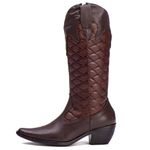 Bota Texana Feminina Em Couro Legitimo Café