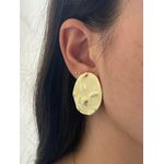 Brinco Oval Orgânico Dourado 4cm 