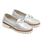 Kit 2 Mocassins com Fivela Feminino em Couro Ouro + Prata