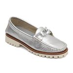 Kit 2 Mocassins com Fivela Feminino em Couro Ouro + Prata