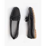 Sapato Feminino Mocassim Clássico Em Couro Preto 