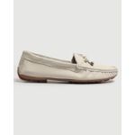 Sapato Feminino Mocassim Clássico Em Couro Creme