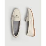 Sapato Feminino Mocassim Clássico Em Couro Creme