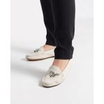 Sapato Feminino Mocassim Clássico Em Couro Creme