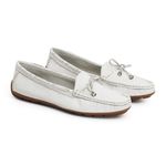 Kit 2 Mocassins Casual Feminino Em Couro Branco+Creme
