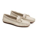 Kit 2 Mocassins Casual Feminino Em Couro Branco+Creme