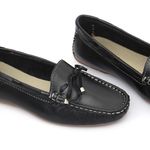 Kit 2 Mocassins Casual Feminino Em Couro Creme+Preto