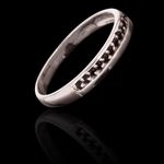 Aliança 3,5mm com 12 Zircônias Pretas Prata 925