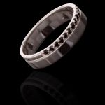Aliança 5mm com 11 Zircônias Pretas Prata 925