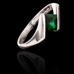 Anel/Aliança Zircônia 6x5 mm Esmeralda Prata 925 
