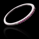 Anel/Aliança/Aparador Mini Zircônias Rosa Prata 925