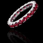 Anel Riviera Zircônia Rubi 3mm Prata 925 (todos os números)