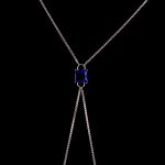 Body Chain Zircônia Safira 10x10mm Aço Inox Níquel 