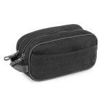 Necessaire Couro Legítimo Camurça Furadinho Preto NC104