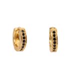 Brinco Zircônia Preto 1 Fileira 2mm Semijoia Ouro - 1 PEÇA (Não é o par) 