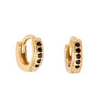 Brinco Zircônia Preta 1 Fileira 1mm Semijoia Ouro - 1 PEÇA (Não é o par) 