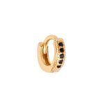 Brinco Zircônia Preta 1 Fileira 1mm Semijoia Ouro - 1 PEÇA (Não é o par) 
