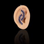 Ear Cuff Navete Zircônia Azul Safira Prata 925 - 1 PEÇA (Não é o par)
