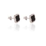 Brinco Trevo 10mm Ônix Negra Prata 925 - 1 PEÇA (Não é o par)