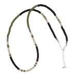 Colar Mini Discos Silicone Preto/Nude/Musgo Prata 925