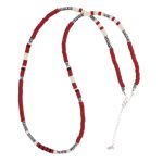 Colar Mini Discos Silicone Vermelho Fechado Prata 925