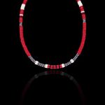 Colar Mini Discos Silicone Vermelho Fechado Prata 925