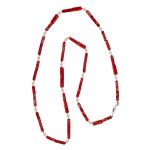 Colar Pedra Natural Jasper Vermelho 13x4mm Prata 925