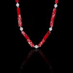 Colar Pedra Natural Jasper Vermelho 13x4mm Prata 925