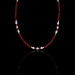 Conjunto Pedra Natural Espinélio Vermelho/Pérola Água Doce Prata 925
