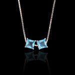 Escapulário Zircônia Turquesa 6 mm Prata 925
