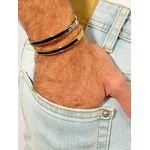 Pulseira Masculina Faixa Preta Zamak Prateado