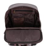 Mochila Lona Cinza com acabamento Couro Legítimo Café
