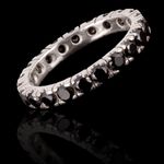 Anel Riviera Zircônia Ônix 3mm Prata 925 (todos os números)