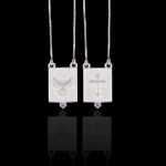 Escapulário Cruz e Espírito Santo com Água Marinha Prata 925