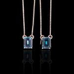 Escapulário Zircônia Azul Océan 6x9mm Prata 925