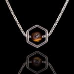 Colar Hexagonal Pedra Natural Prata 925 (escolha a PEDRA dentro do cadastro)
