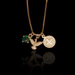 Colar Amuleto Tríplice Proteção Ponto de Luz/Espírito Santo/São Bento Prata 925 banhada a ouro 20 milésimos