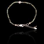 Pulseira Pedra Natural Jade Africana Sextavada 2mm com Pérola Prata 925