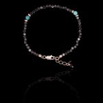 Pulseira Pedra Natural Hematita Sextavada com Turquesa Prata 925
